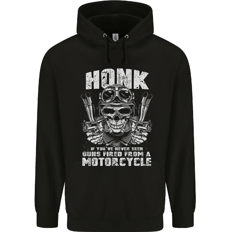Price Break Honk Guns Fired From a Motorcycle Biker Mens 80% Cotton Hoodie