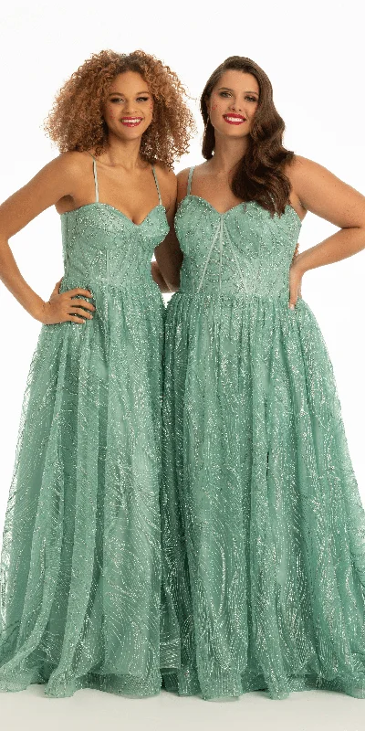Act Now Glitter Sweetheart Corset A Line Dress with Side Slit
