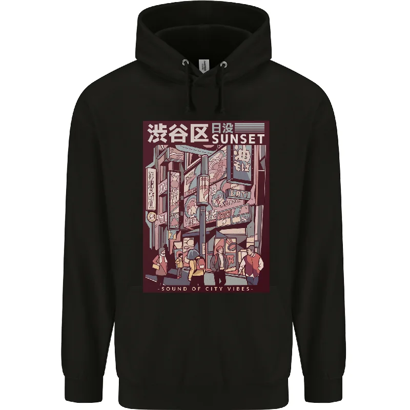 Can't Miss Japanese Sound of City Vibes Japan Mens 80% Cotton Hoodie