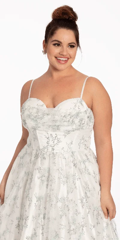 Deal Mania Cowl Neck Glitter Corset Mesh Ballgown