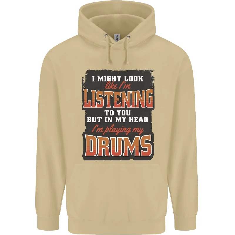 Savings Galore In My Head I'm Playing Drums Drummer Mens 80% Cotton Hoodie