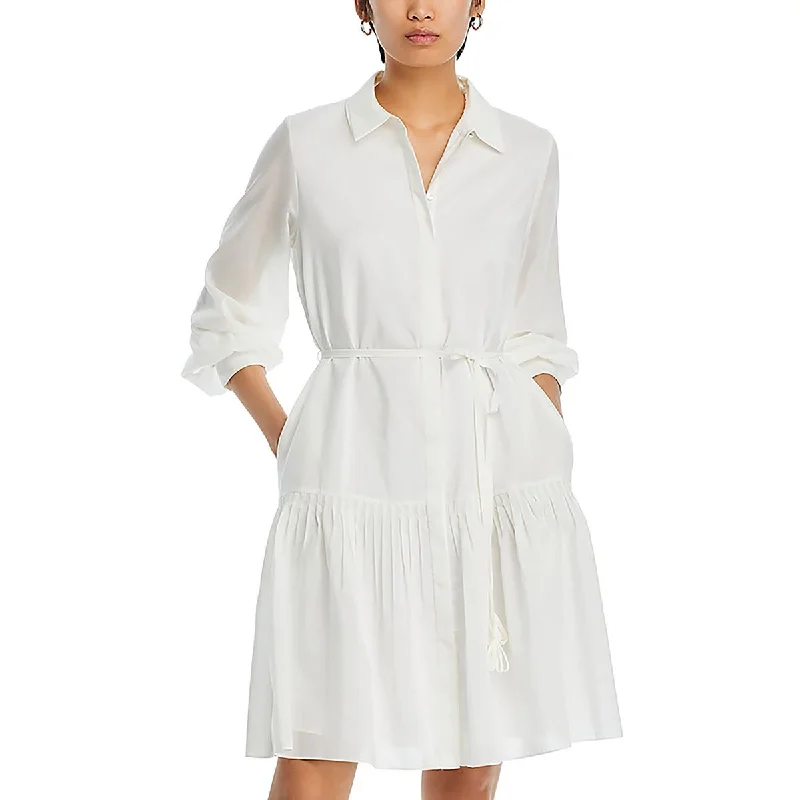 Hurry In Kobi Halperin Womens Collared Ruched Shirtdress