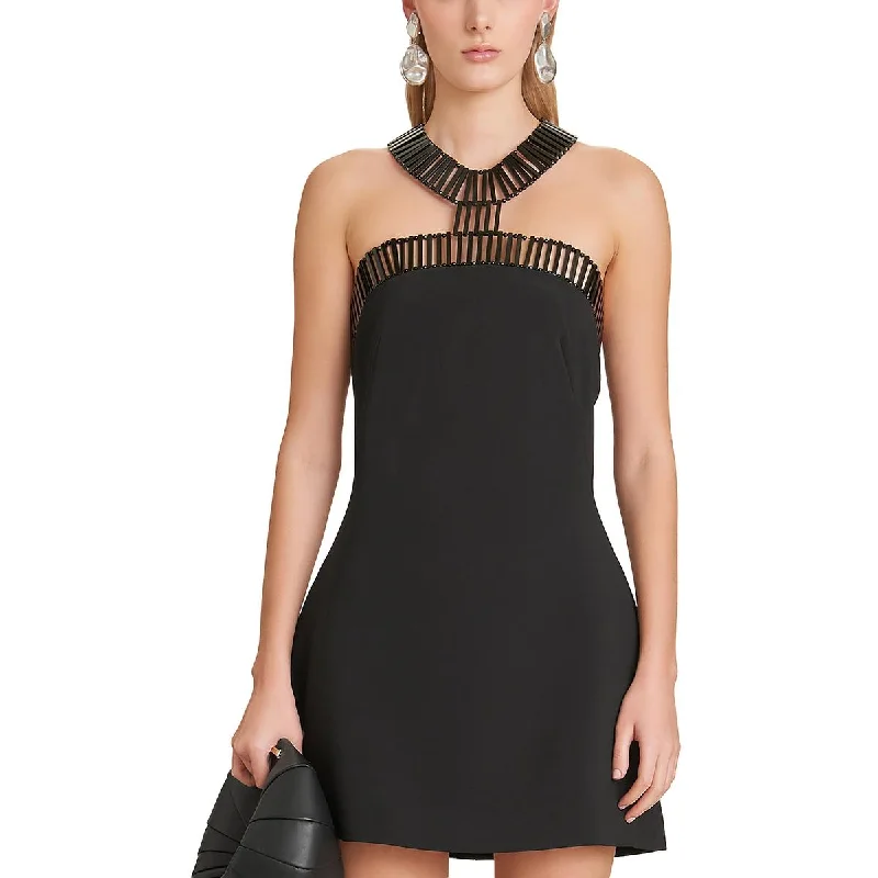 Crazy Deals Cult Gaia Womens Seraphina Beaded Halter Cocktail And Party Dress