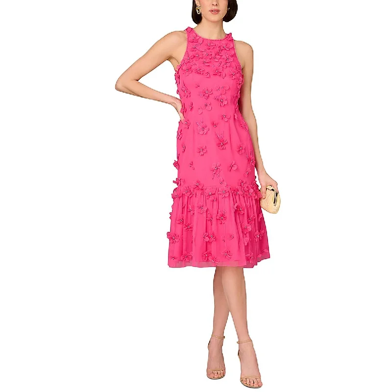 Don't Wait Aidan Mattox Womens Below Knee Embellished Midi Dress