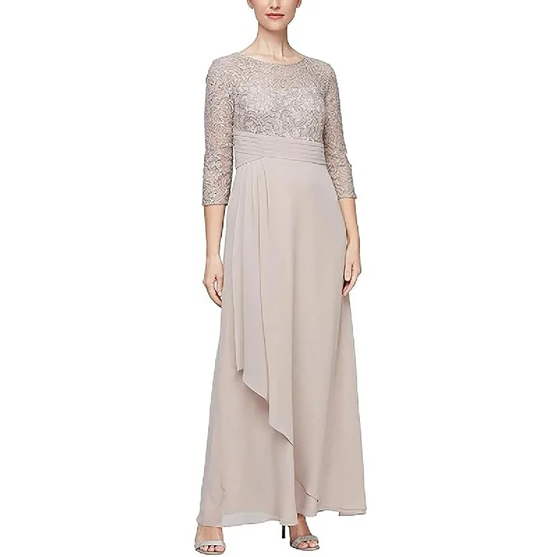 TIME-Limited Offer Alex Evenings Womens Chiffon Lace Evening Dress