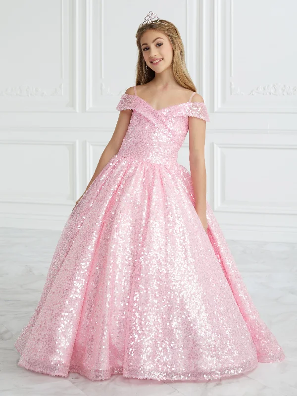 Best Bargains Tiffany Princess 13679 Girls Sequin Pageant Dress off the Shoulder Ball Gown Cinderella Formal