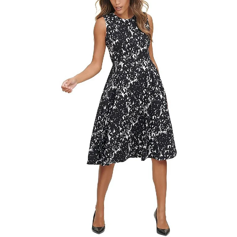 Super Bargain Calvin Klein Womens Petites Fit  Flare Sleeveless Fit & Flare Dress