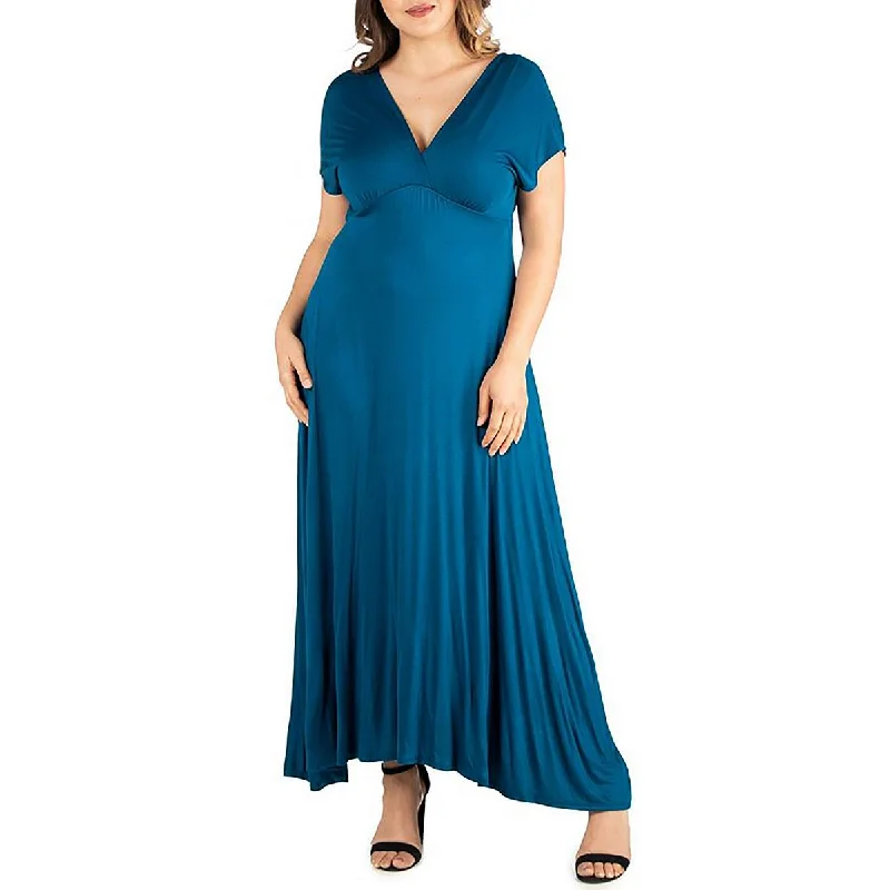 New Markdowns 24seven Comfort Apparel Womens V-Neck Ruched Midi Dress