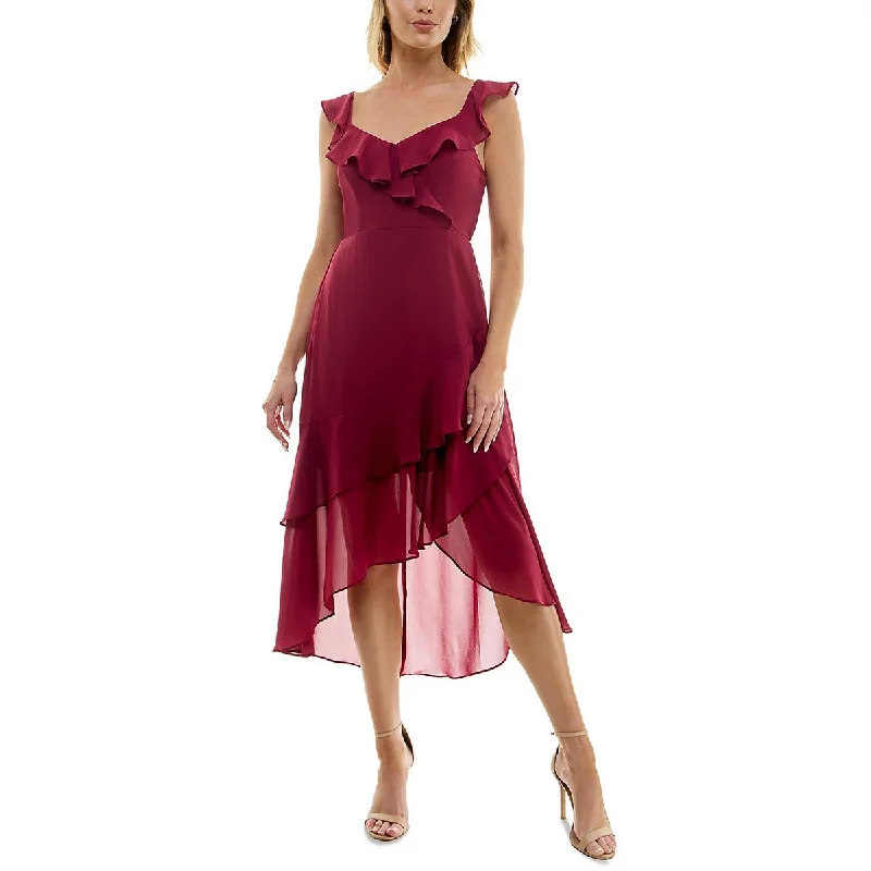 Now or Never BCX Womens Juniors Ruffled Asymmetric Maxi Dress