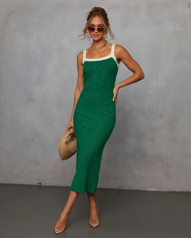 Bargain Prices Elevated Ribbed Knit Midi Dress