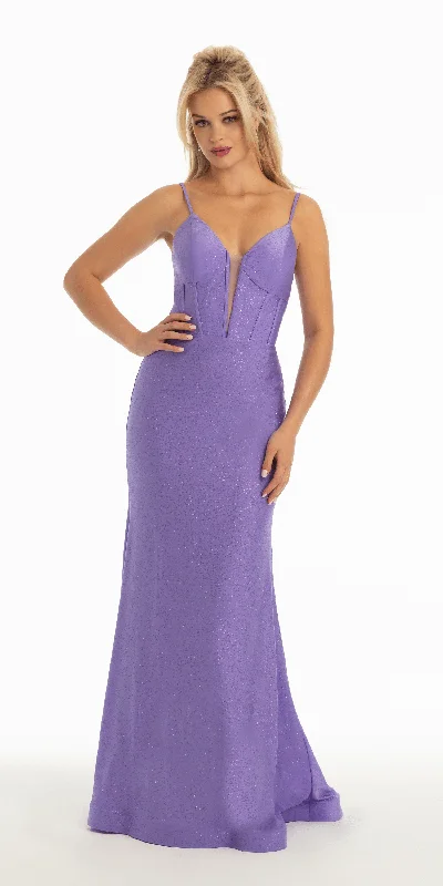 Super Savings Sweetheart Glitter Jersey Trumpet Dress with Illusion Back Corset