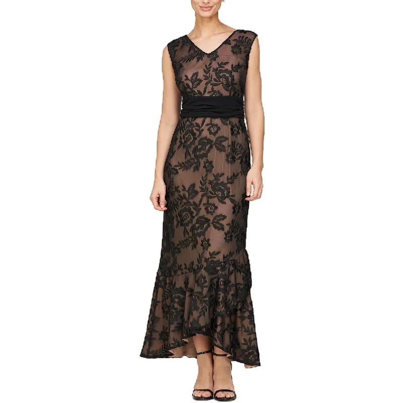Last Chance JS Collections Womens Emily Embroidered Hi-Low Evening Dress