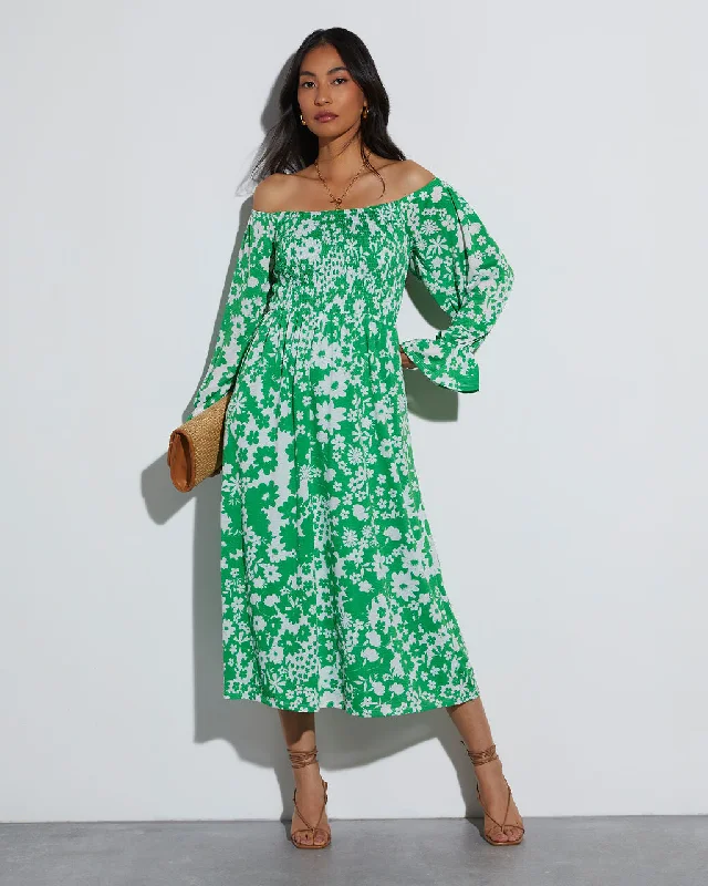 Discount Deals April Floral Off The Shoulder Midi Dress