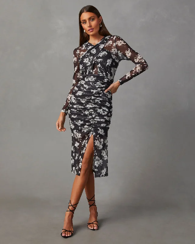 Huge Discounts Coleen Mesh Floral Midi Dress