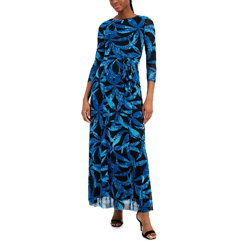 Act Now Anne Klein Womens Printed Long Maxi Dress