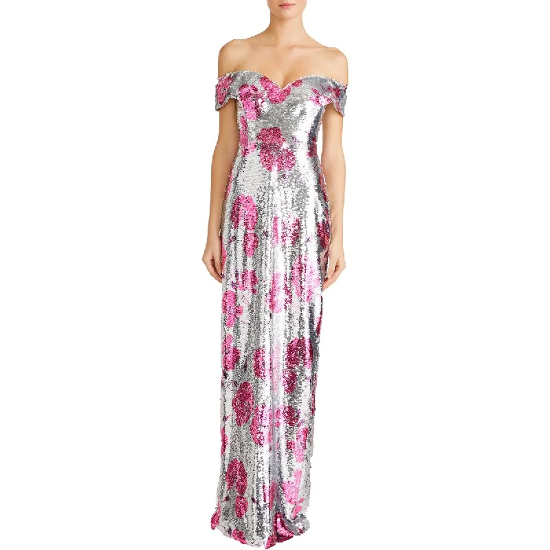 Lowest Price ML Monique Lhuillier Womens Sequined Full Length Evening Dress