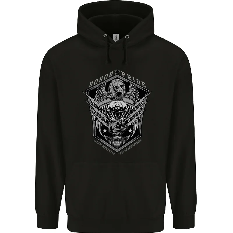 Deal Mania Honor & Pride Eagle Motorbike Motorcycle Mens 80% Cotton Hoodie