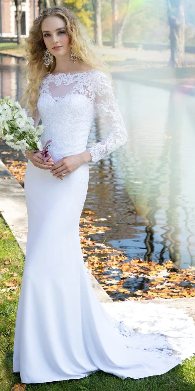 Unmissable Offer Long Sleeve V Back Crepe Dress with Embellished Appliques