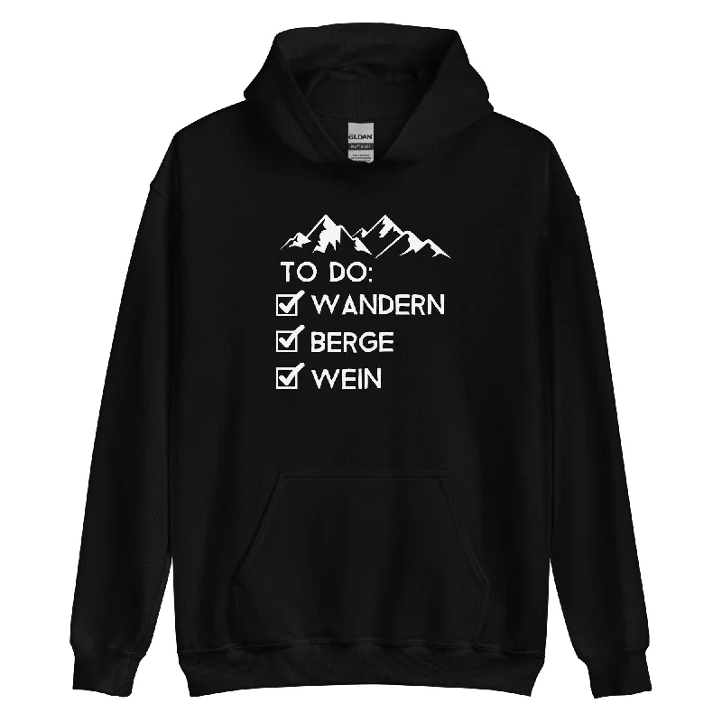 Bargain Prices To Do Liste - Wandern, Berge, Wein - Unisex Hoodie
