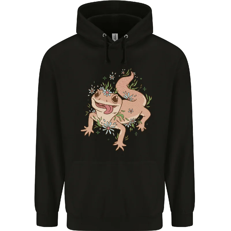 Warehouse Sale Gecko With Flowers Lizards Mens 80% Cotton Hoodie