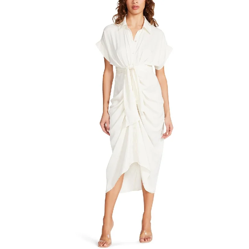 Year-End Sale Steve Madden Womens Tori Gathered Midi Shirtdress