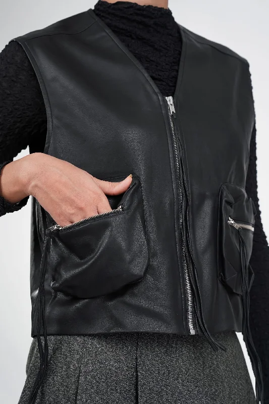Mega Deal Half-Track Black Leather Jacket