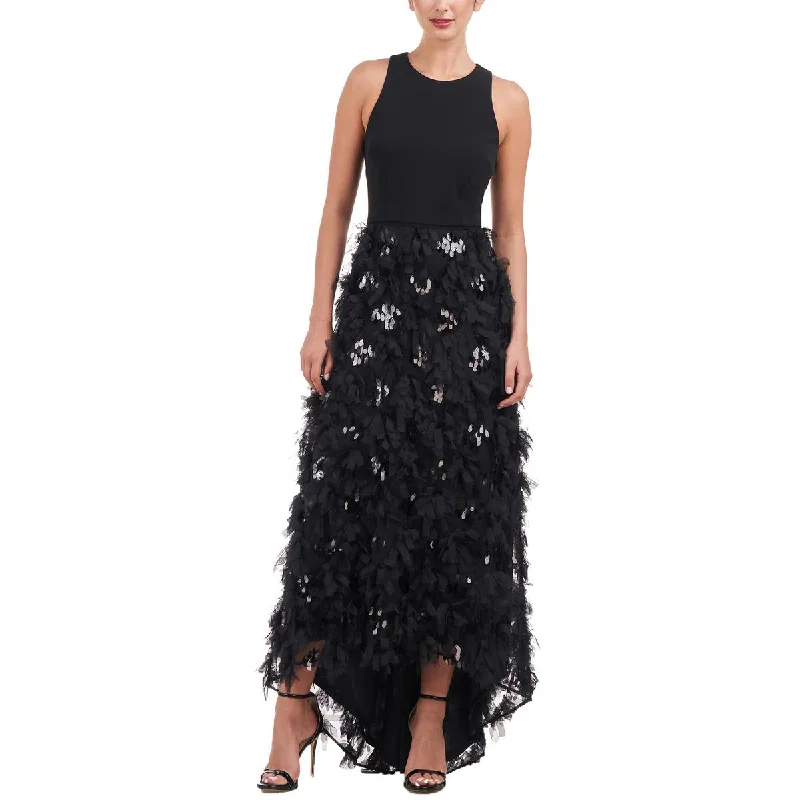 Online Exclusive JS Collections Womens Fringe Sequin Evening Dress