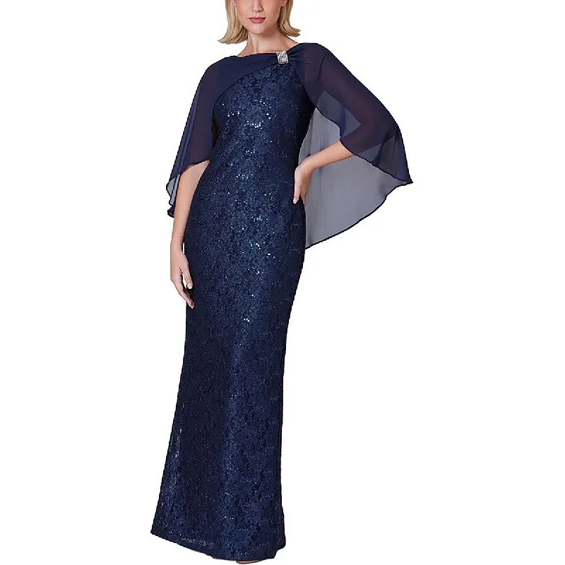 Markdowns Jessica Howard Womens Petites Lace Glitter Evening Dress