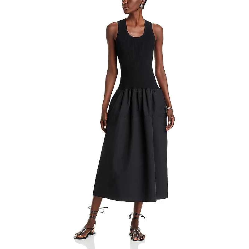 Hurry In Proenza Schouler Womens Ribbed Midi Fit & Flare Dress