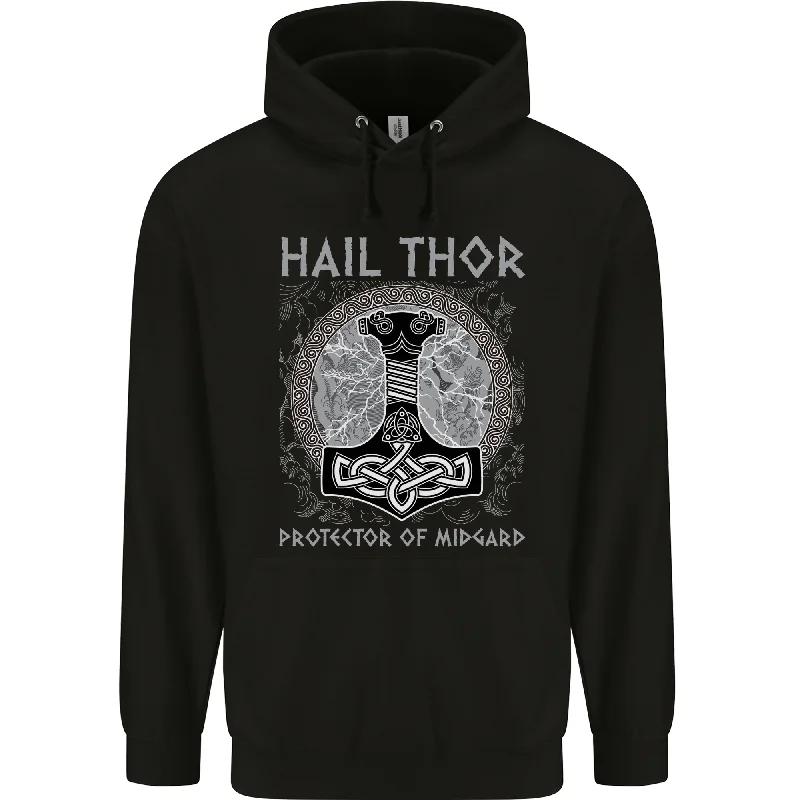 YEAR-End Sale Hail Thor Protector of Midgard Viking Odin Mens 80% Cotton Hoodie