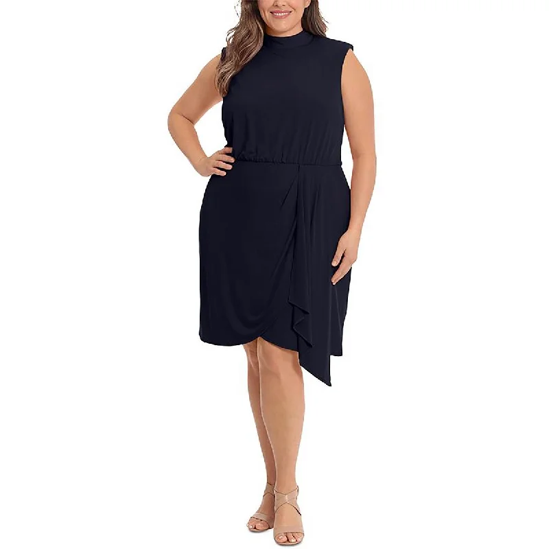 Best Bargains London Times Womens Plus Asymmetric Mini Sheath Dress
