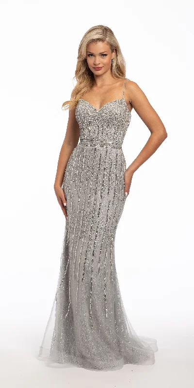 Overstock Rhinestone Glitter Sweetheart Trumpet Dress with Horse Hair Hem