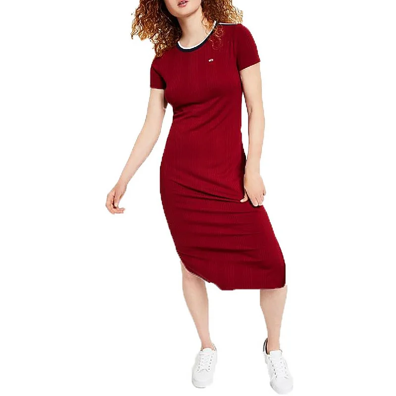 Deal Dash Tommy Jeans Womens Crew Neck Short Sleeve Shirtdress