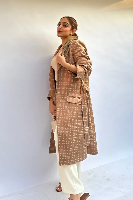Act Now Caramel Suede Trench Coat