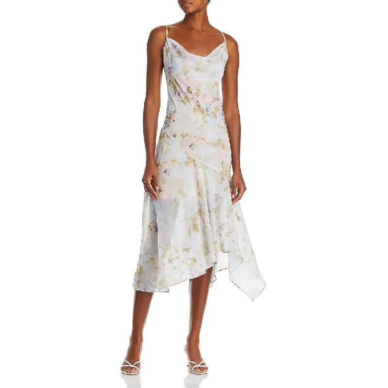 Friends and Family Sale WAYF Womens Rendezvous Chiffon Cowl Neck Midi Dress