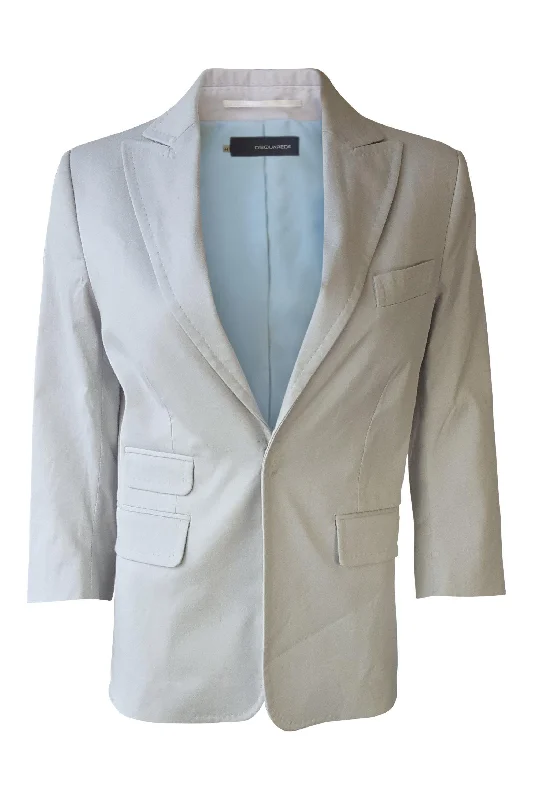 Epic Deals DSQUARED2 Cotton Blend Cream Single Breasted Blazer Jacket (44)