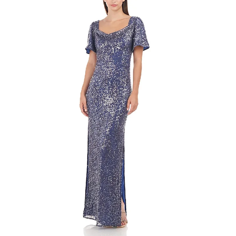 Grand Opening Sale JS Collections Womens Sequin Cowl Neck Evening Dress
