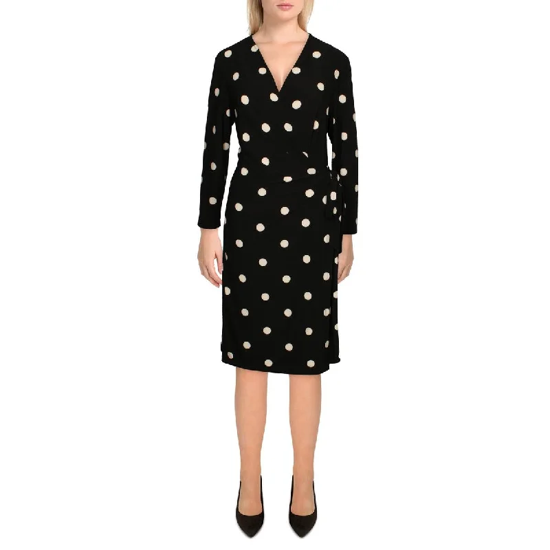 Blowout Sale Anne Klein Womens Nomad Polka Dot Knee Wrap Dress