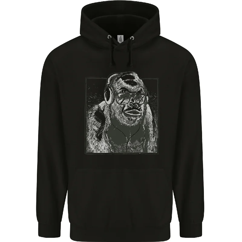 Buy Now Gorilla with Headphones DJ Dance Music Mens 80% Cotton Hoodie