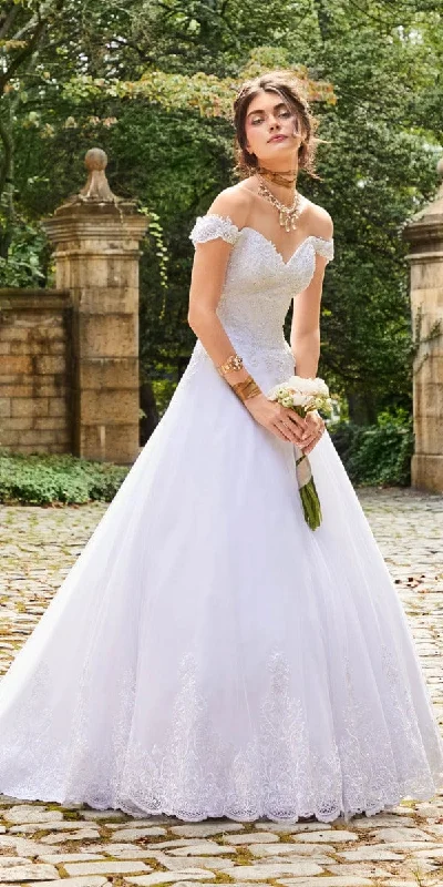 Exclusive Online Offer Off The Shoulder Lace Satin A-Line Gown