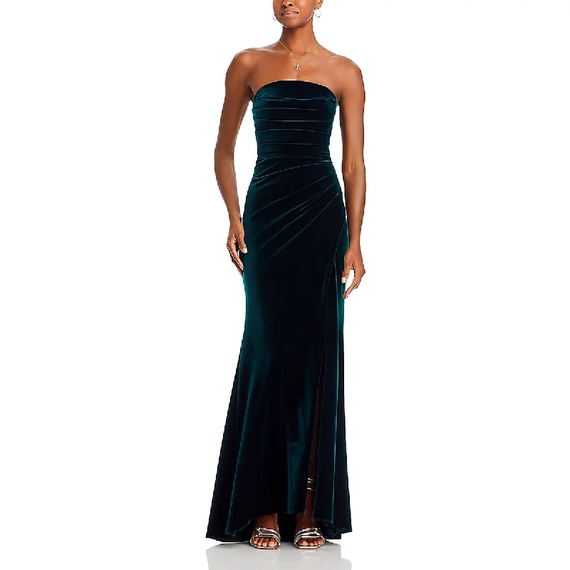 TIME-Limited Offer Aqua Womens Velvet Strapless Evening Dress