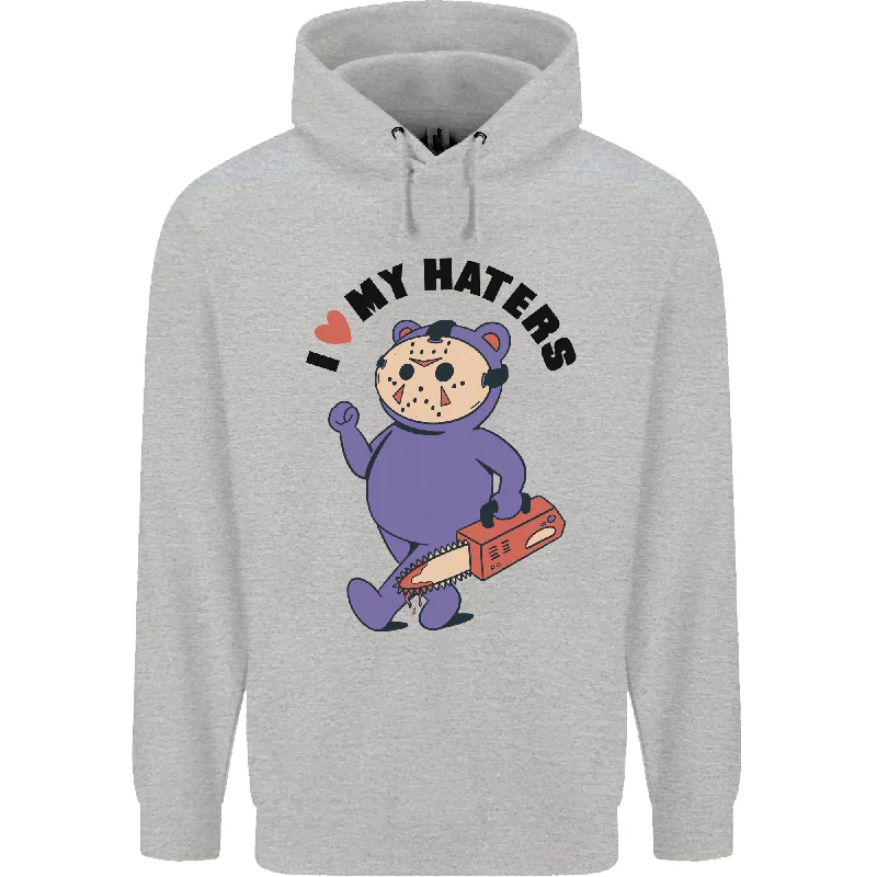 Weekend Flash Sale I Love My Haters Funny Halloween Mens 80% Cotton Hoodie