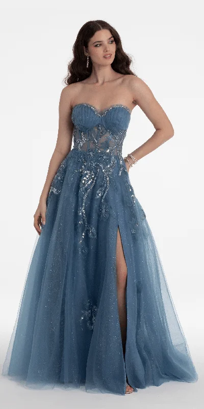 Closeout Glitter Tulle Embellished Sweetheart Ballgown