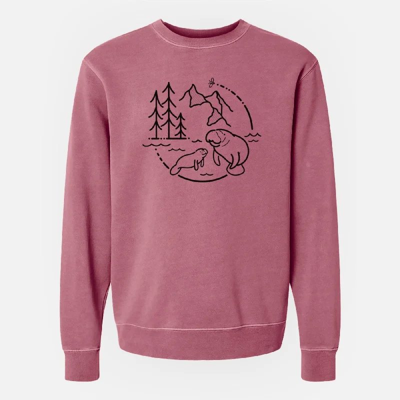 Limited Availability It's All Connected - Manatee - Unisex Pigment Dyed Crew Sweatshirt