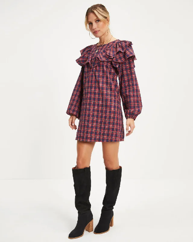 Sale Event Be Merry Plaid Ruffle Mini Dress