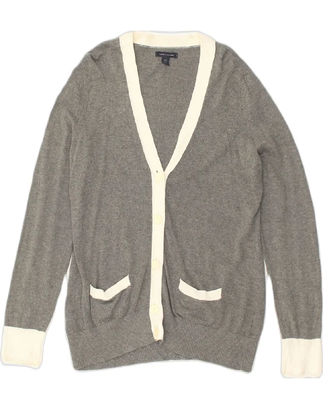 Great Bargains TOMMY HILFIGER Womens Cardigan Sweater UK 16 Large Grey Cotton