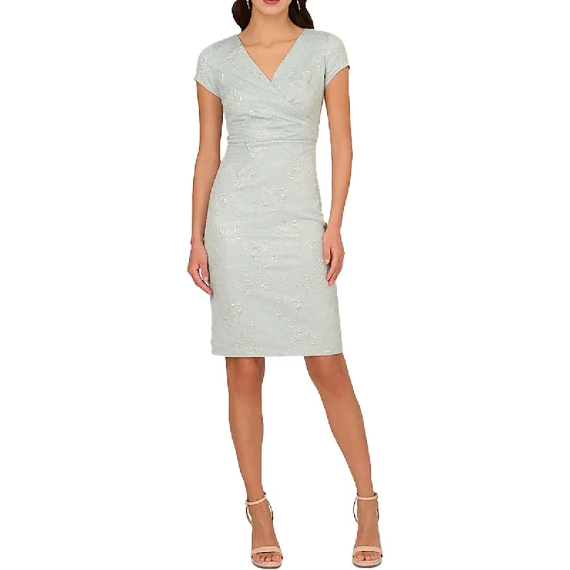 Massive Deals Adrianna Papell Womens Jacquard Metallic Cocktail And Party Dress