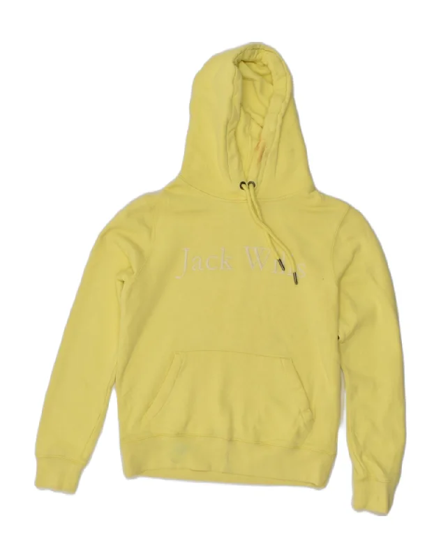 Anniversary Sale JACK WILLS Womens Graphic Hoodie Jumper UK 8 Small Yellow Cotton