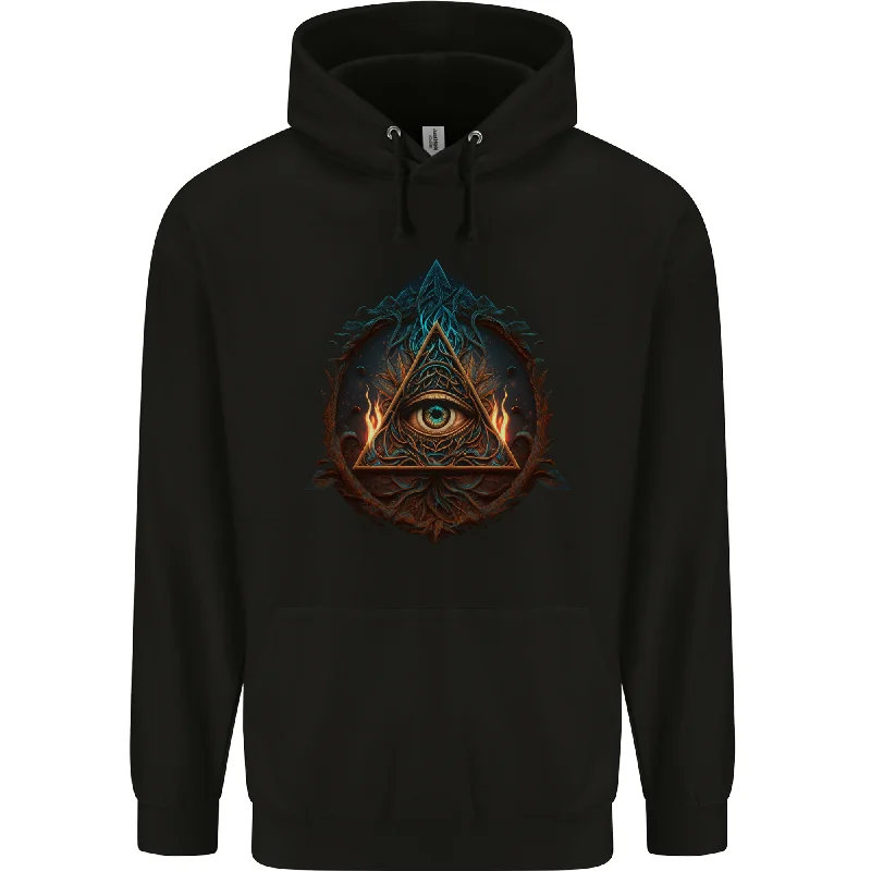 Extra Discounts Illuminati Eye With Flames Conspiracy Fantasy Mens 80% Cotton Hoodie