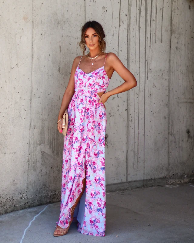 Clearance Event Ever So Sweet Floral Side Cutout Maxi Dress
